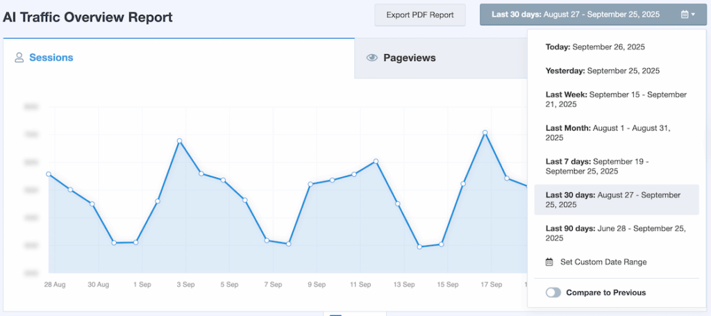 MI AI Traffic Report choose time range