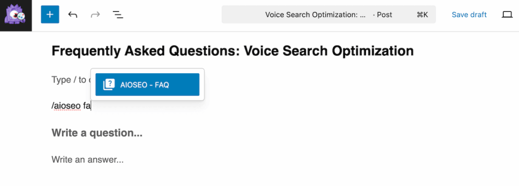 aioseo faq block