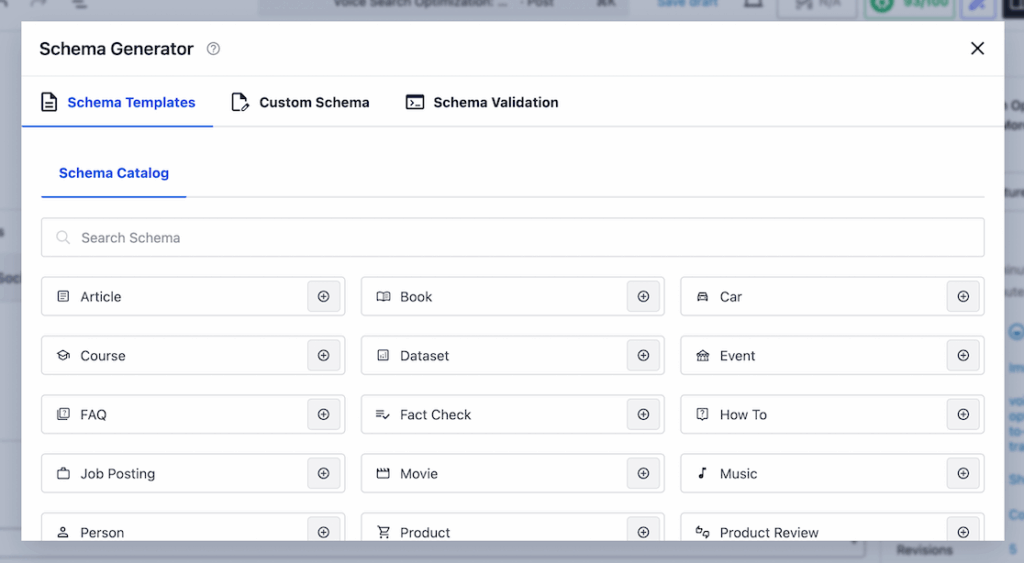 AIOSEO schema generator