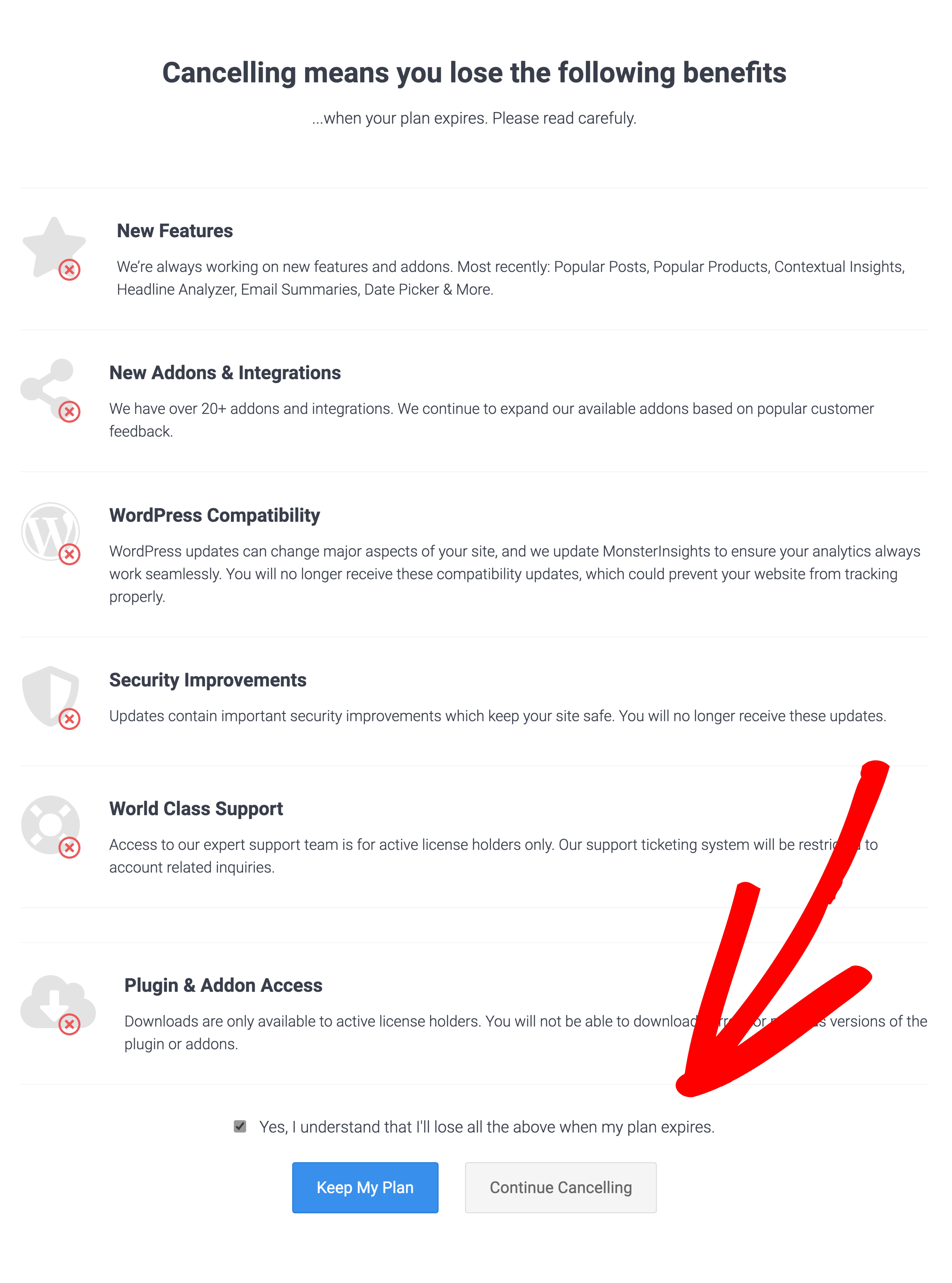 cancel-benefits - MonsterInsights