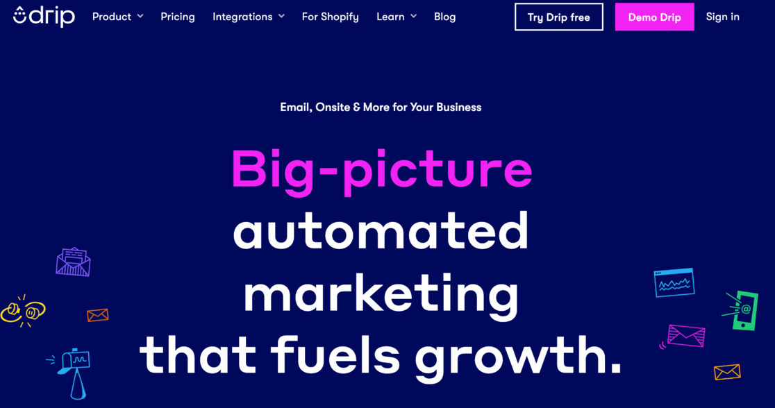 Drip - MonsterInsights Drip homepage 2024