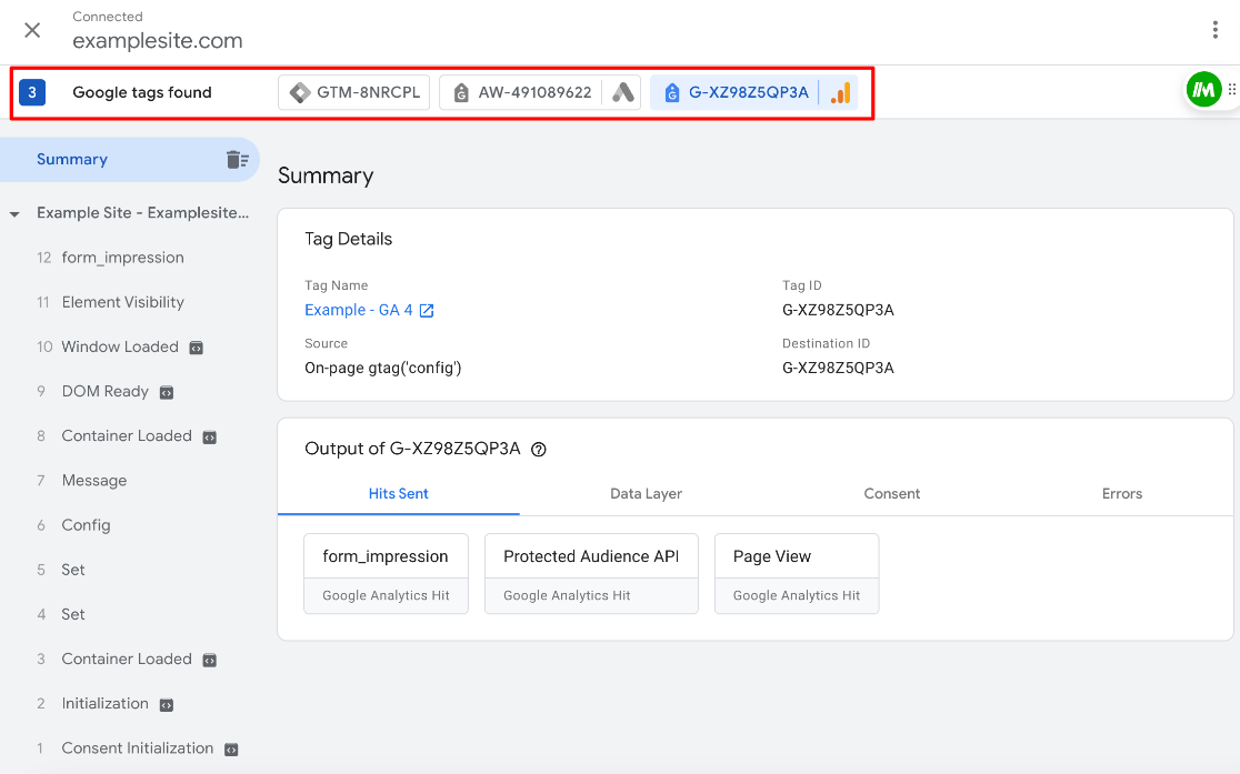 example-tag-assistant - MonsterInsights Google Tag Assistant Tool