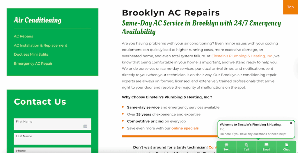 Local PPC example, same-day AC repair