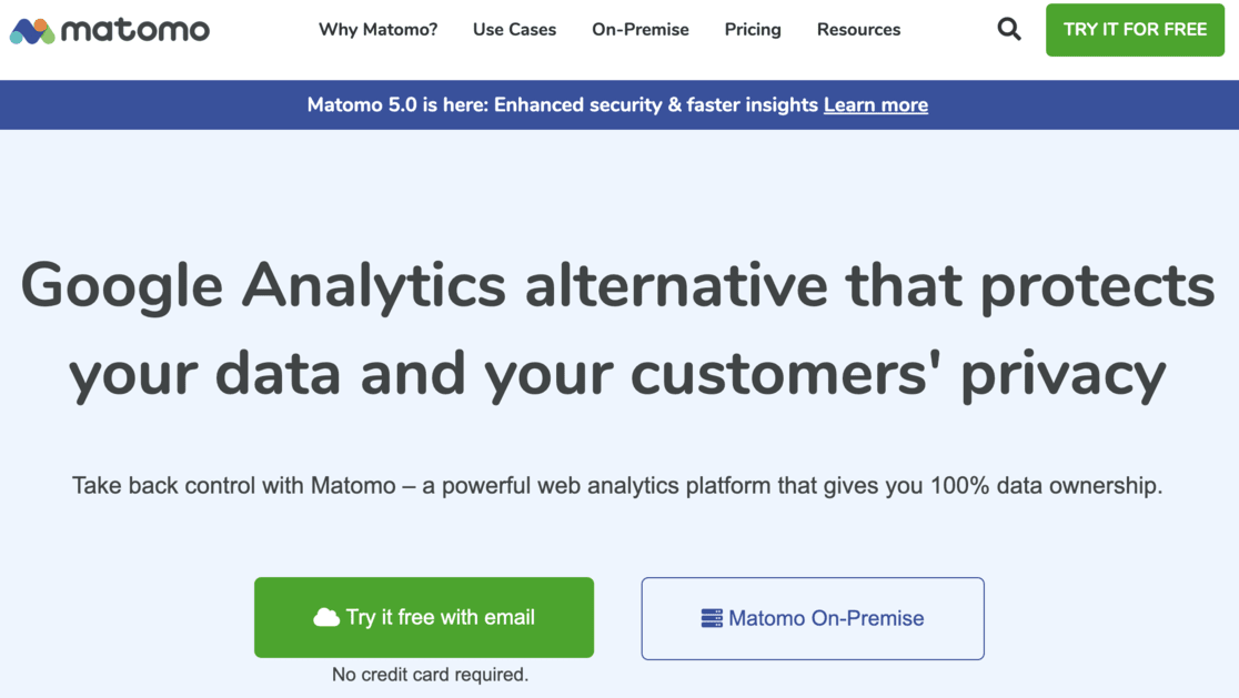 Matomo-home - MonsterInsights Matomo vs. Google Analytics