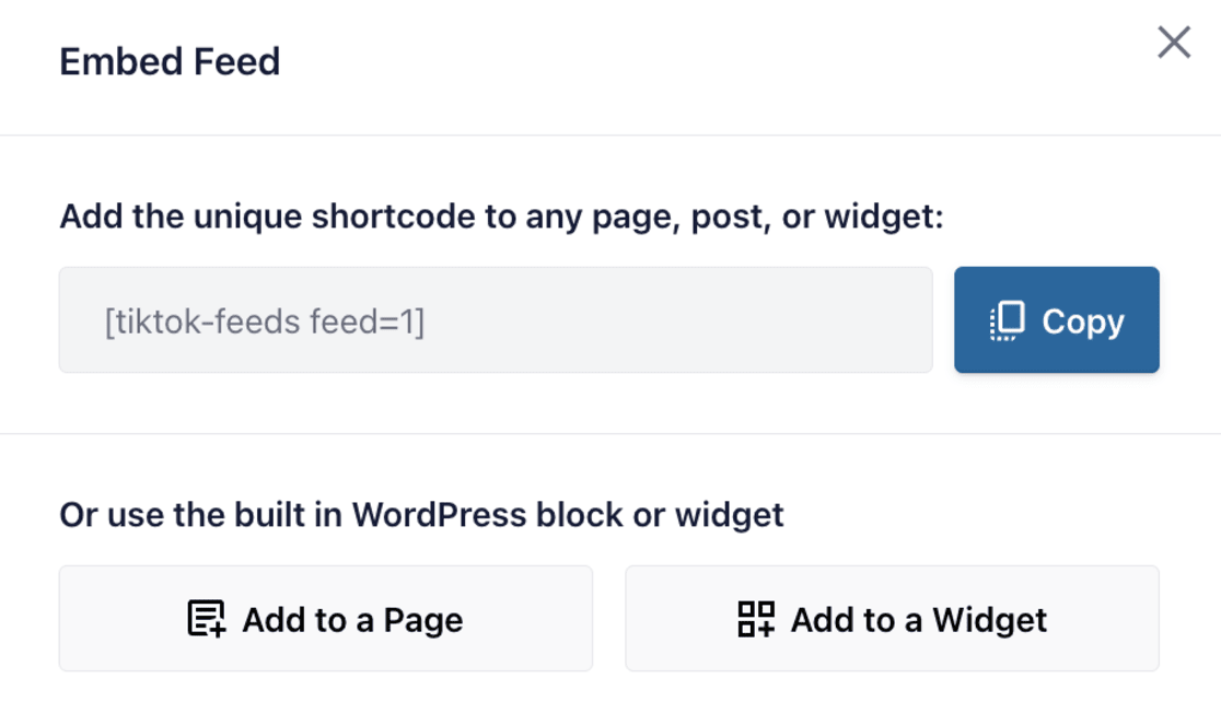 copy-shortcode-tiktok-feed - MonsterInsights TikTok Feeds Pro