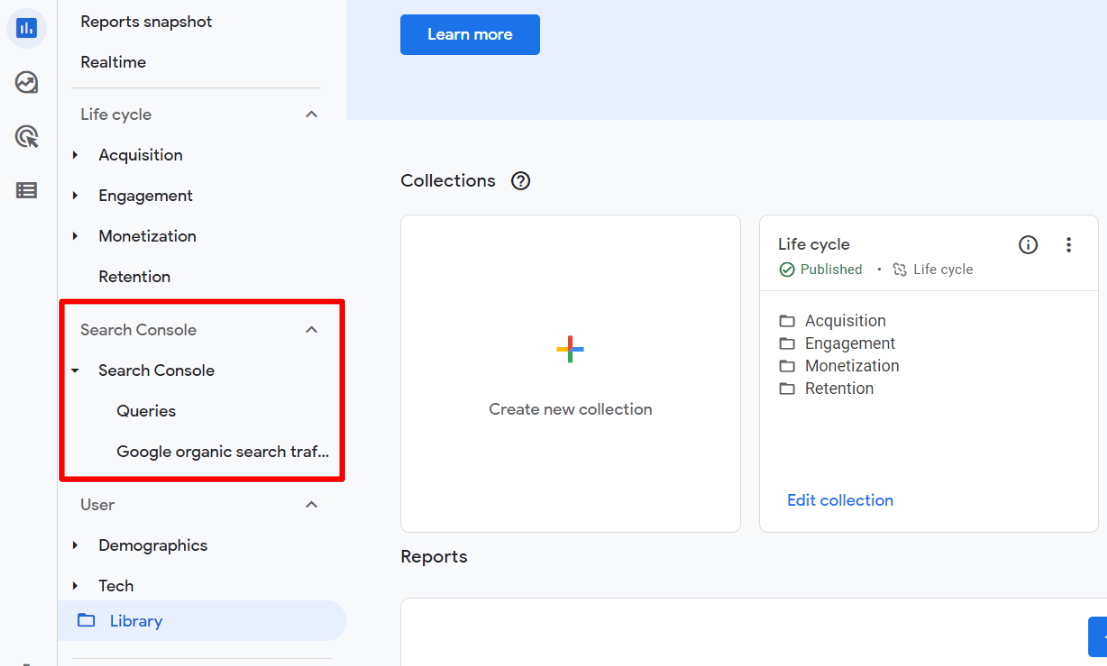 Search Console Report in GA4 - MonsterInsights Search Console Report in GA4