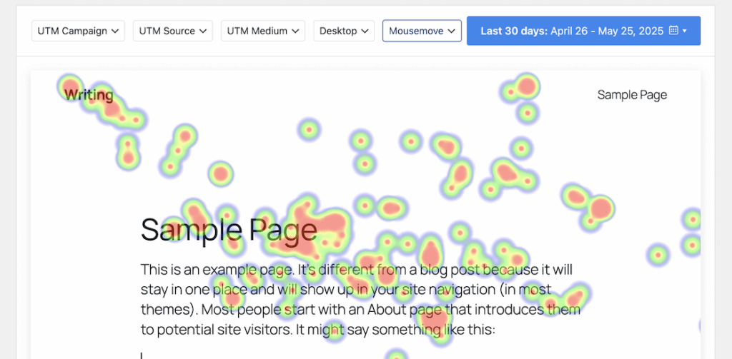 UserFeedback heatmaps example
